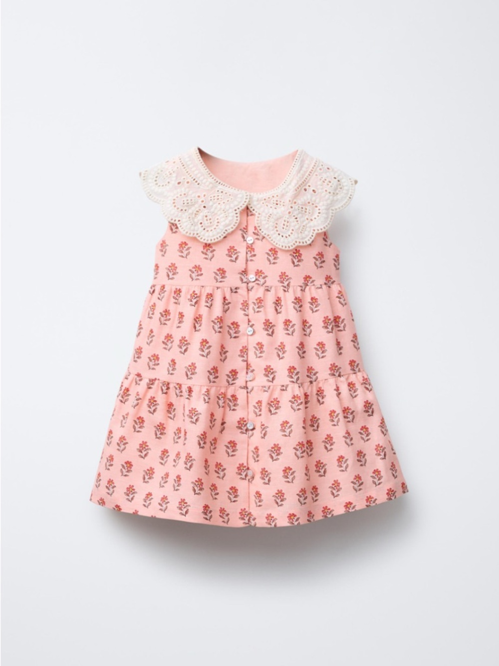 ZARA Girls' Pink Floral Embroidered Collar 4T Dress